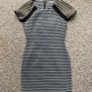 Striped knit bodycon dress